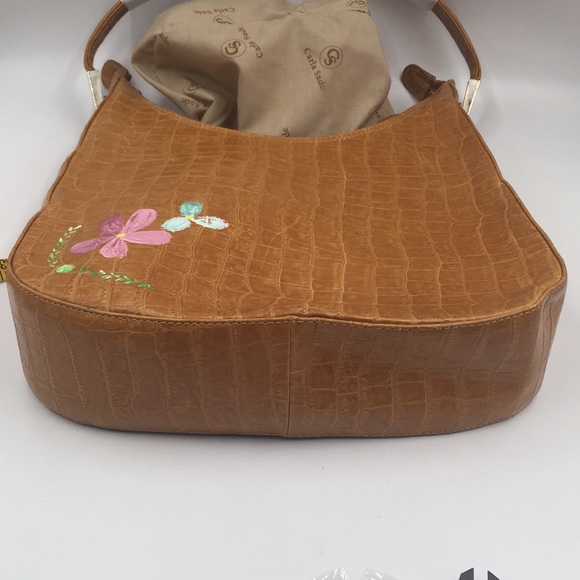 Carla Sade  Embossed Leather Yellow Hobo Bag - Picture 10 of 10